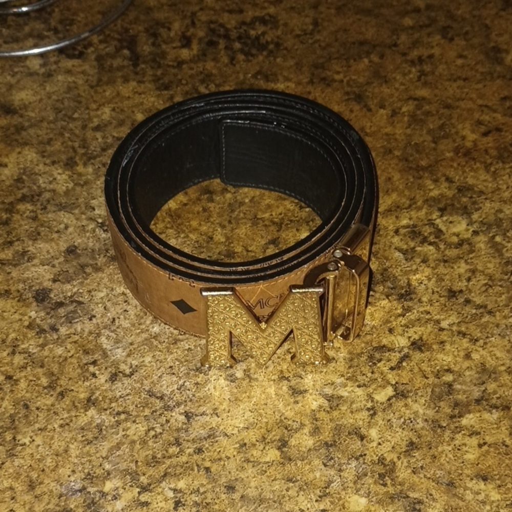 MCM Black and Gold Belt Bag